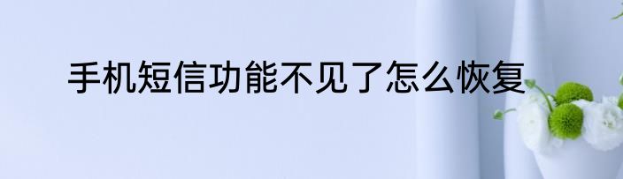 手机短信功能不见了怎么恢复