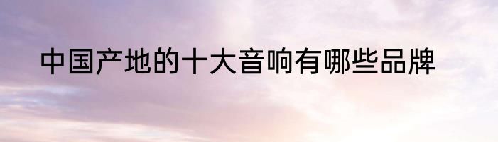 中国产地的十大音响有哪些品牌