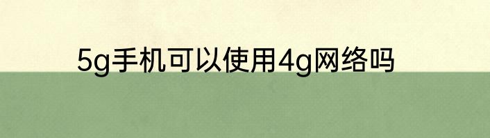 5g手机可以使用4g网络吗