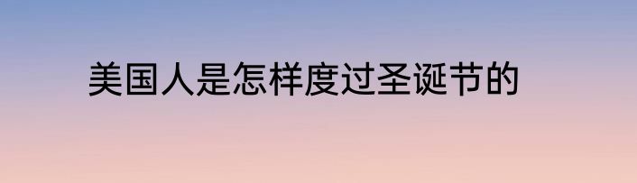 美国人是怎样度过圣诞节的