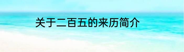 关于二百五的来历简介
