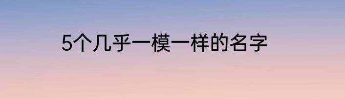 5个几乎一模一样的名字