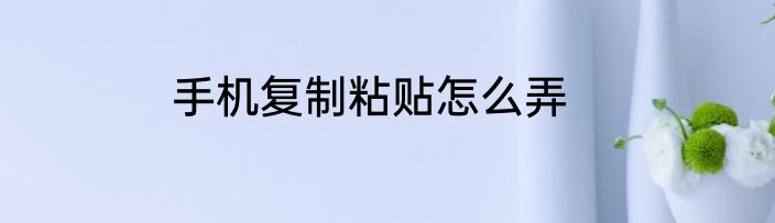 手机复制粘贴怎么弄