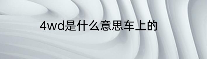 4wd是什么意思车上的