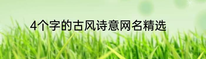 4个字的古风诗意网名精选