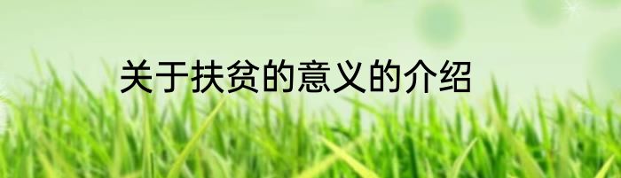 关于扶贫的意义的介绍