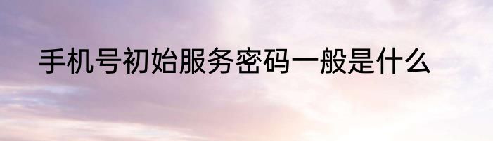 手机号初始服务密码一般是什么