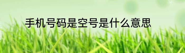 手机号码是空号是什么意思