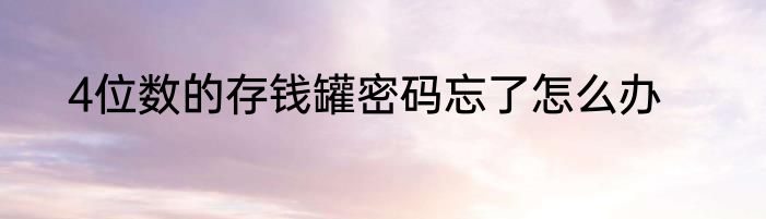 4位数的存钱罐密码忘了怎么办