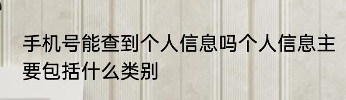 手机号能查到个人信息吗个人信息主要包括什么类别