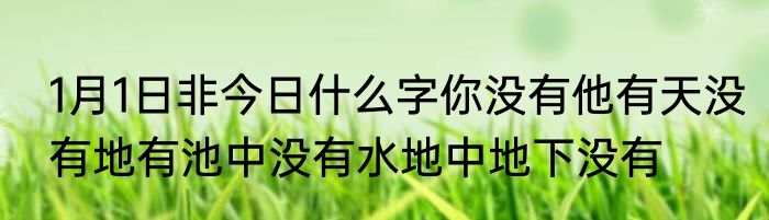 1月1日非今日什么字你没有他有天没有地有池中没有水地中地下没有