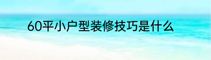60平小户型装修技巧是什么