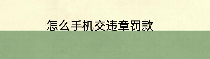 怎么手机交违章罚款