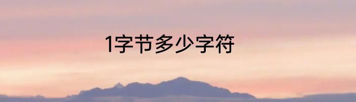 1字节多少字符