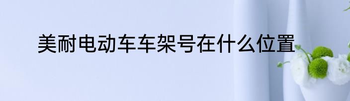 美耐电动车车架号在什么位置