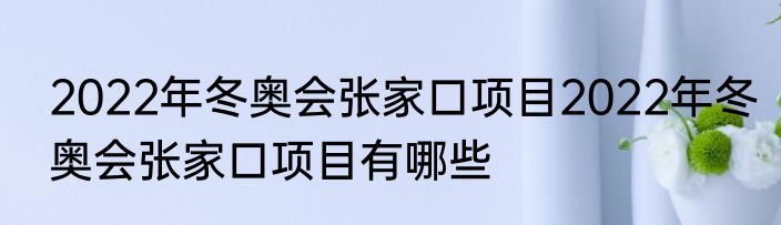 2022年冬奥会张家口项目2022年冬奥会张家口项目有哪些