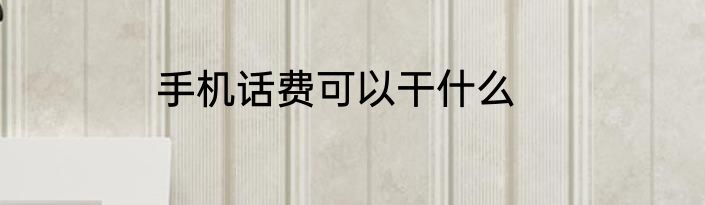 手机话费可以干什么
