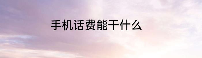 手机话费能干什么