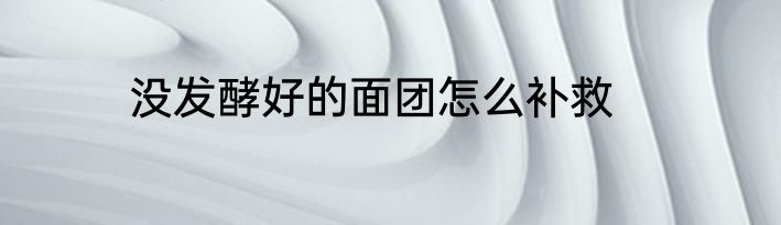 没发酵好的面团怎么补救
