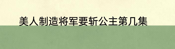 美人制造将军要斩公主第几集