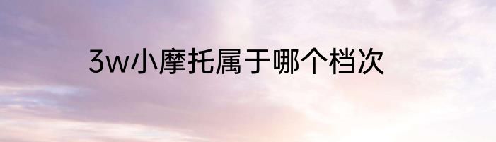 3w小摩托属于哪个档次