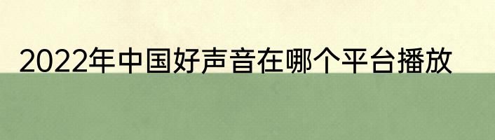 2022年中国好声音在哪个平台播放