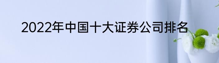2022年中国十大证券公司排名