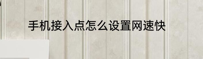 手机接入点怎么设置网速快