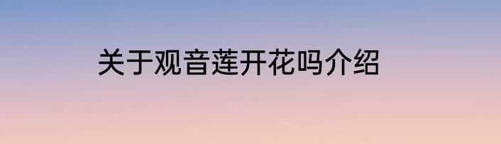关于观音莲开花吗介绍
