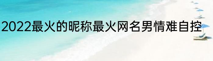 2022最火的昵称最火网名男情难自控