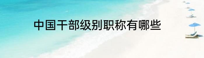 中国干部级别职称有哪些