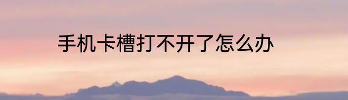 手机卡槽打不开了怎么办