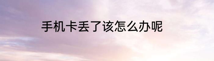 手机卡丢了该怎么办呢