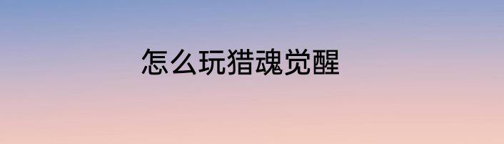 怎么玩猎魂觉醒