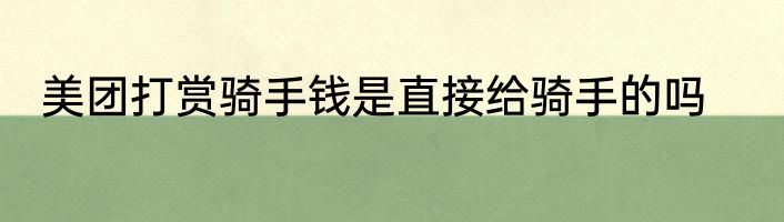 美团打赏骑手钱是直接给骑手的吗
