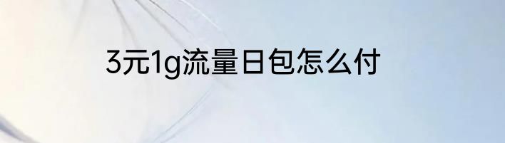 3元1g流量日包怎么付
