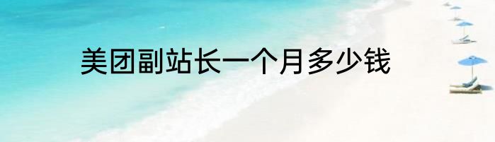美团副站长一个月多少钱