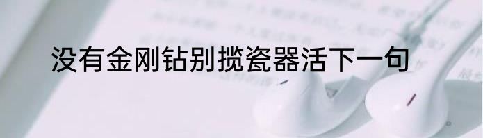没有金刚钻别揽瓷器活下一句