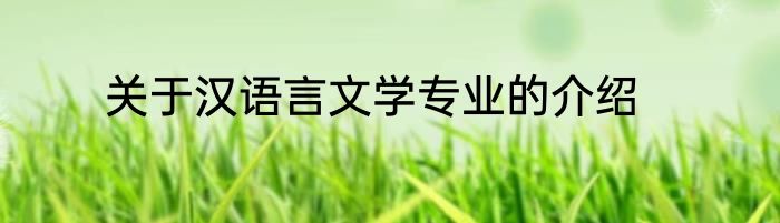 关于汉语言文学专业的介绍