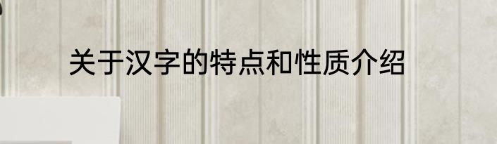 关于汉字的特点和性质介绍