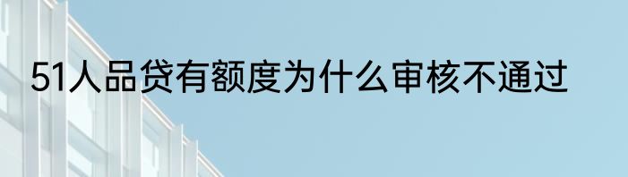 51人品贷有额度为什么审核不通过