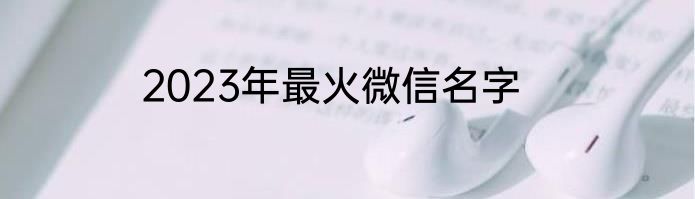 2023年最火微信名字
