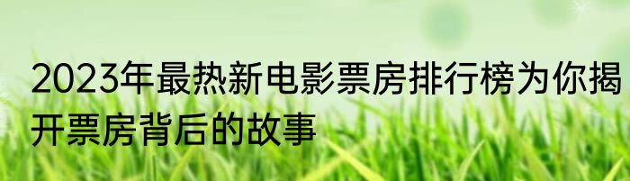 2023年最热新电影票房排行榜为你揭开票房背后的故事