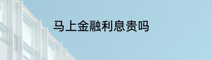 马上金融利息贵吗