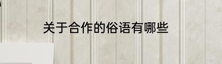 关于合作的俗语有哪些