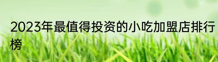 2023年最值得投资的小吃加盟店排行榜