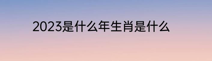 2023是什么年生肖是什么