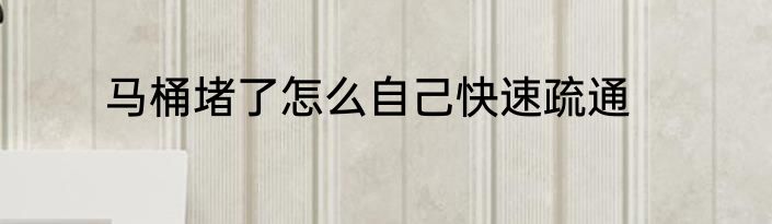 马桶堵了怎么自己快速疏通