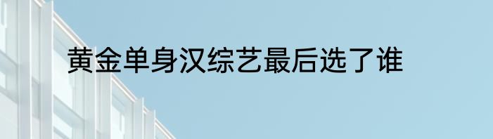 黄金单身汉综艺最后选了谁