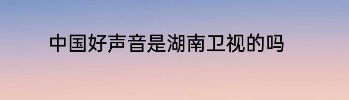 中国好声音是湖南卫视的吗